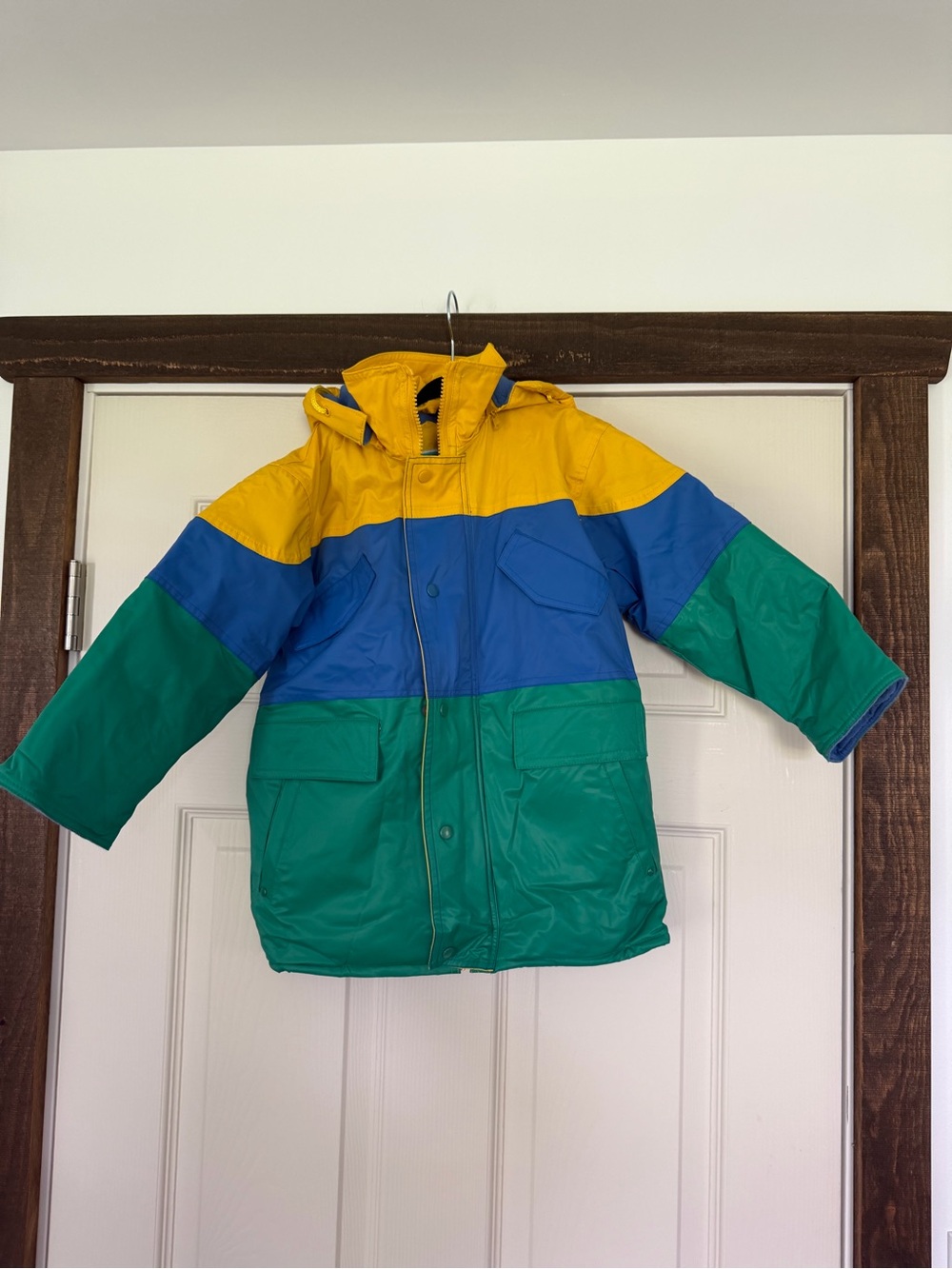 Unisex Vintage Certified Kid Youth Insulated Heavy Winter Coat Blue Yellow Green